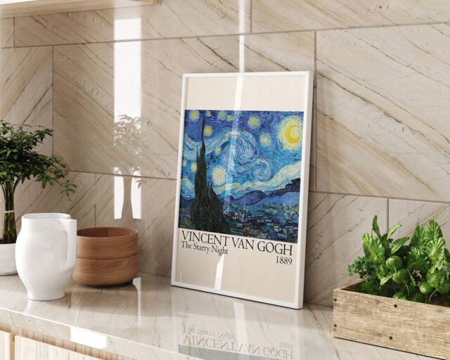 Vincent Van Gogh The Starry Night 1889 Art Print Post Impressionist Masterpiece Wall Decor Sky Landscape Painting - image 1