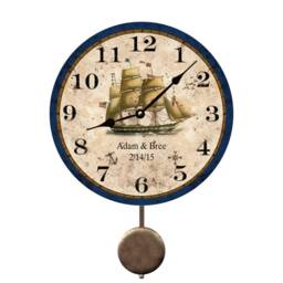 Personalized Nautical Wall Clock With Ship Design - Custom Maritime Decor - thumbnail 2