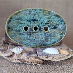 Ceramic Oval Soap Dish - Coastal Colours - thumbnail 2