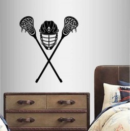 In-Style Decals Wall Vinyl Decal Home Decor Art Sticker Crossed Lacrosse Stick Helmet Sports Boy Man Kids Room Removable Stylish Design 1609 - thumbnail 1