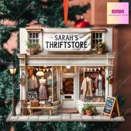 Personalized Thrift Store Ornament, Clothing Shop Christmas Decor - thumbnail 3
