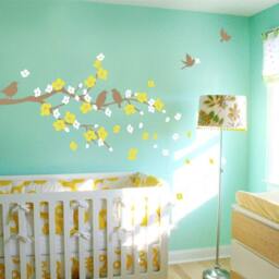 Cherry Blossom Branch With Birds - Kids Vinyl Wall Sticker Decal Set - thumbnail 2