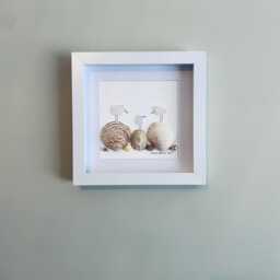 Cornish Sea Glass Birds On Shells Framed Picture Coastal Wall Art Handmade in Cornwall - thumbnail 4