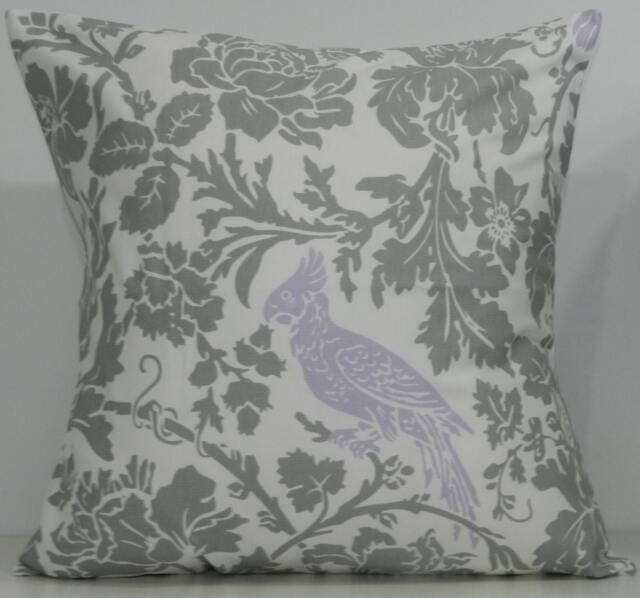 New 18x18 Inch Designer Handmade Pillow Cases in Grey & Lavender On White