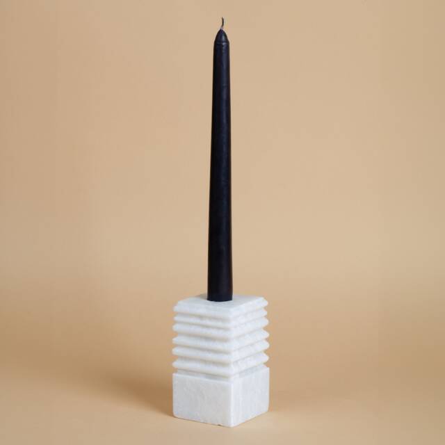 White Marble Candlestick Holder Natural Stone, Matte Finish - image 1