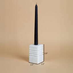White Marble Candlestick Holder Natural Stone, Matte Finish - thumbnail 3
