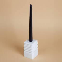 White Marble Candlestick Holder Natural Stone, Matte Finish - thumbnail 2