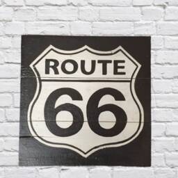 Route 66 Wooden Painted Sign, Wall Art, Black & White Car Mad Man Cave, Garage - thumbnail 3