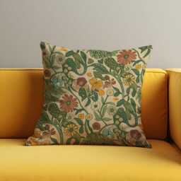 Classic Botanical Pillow Cover, Earthy Floral Print Cushion Retro Nature Inspired Throw Case, Warm Autumn Tones Home Decor - thumbnail 2