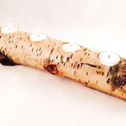 Full Log Birch Wood Branch Candle Holder, Real With Tealight Holes, Reclaimed White Tree Holder - thumbnail 4