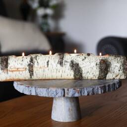 Full Log Birch Wood Branch Candle Holder, Real With Tealight Holes, Reclaimed White Tree Holder - thumbnail 3