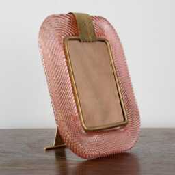 Twisted Glass Photo Frame Ruby Pink Gold Murano Brass Details, Handmade in Venice, Italy - thumbnail 2
