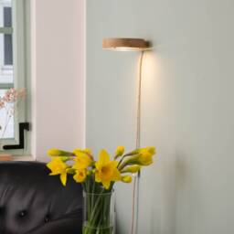 No. 09 - Wall Light With Cable Oak Wood Minimalist Easy Installation Led 360 Degree Usable Bedside Table - thumbnail 2