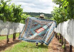 Painted Hills Sky Woven Southwest Tapestry Blanket, Native American Inspired Pattern, Tribal Camp Throw 100% Cotton Made in Usa - thumbnail 1