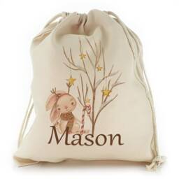 Personalized Christmas Gift Sack, Fox Bauble Design Drawstring Bag - thumbnail 2