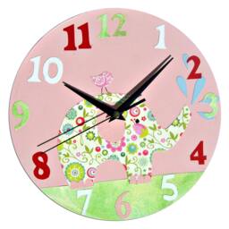 Kids Elephant Clock - Blue, Pink, Baby Boy Nursery Decor, Gift For Boys, Lover, Wooden Wall - thumbnail 2