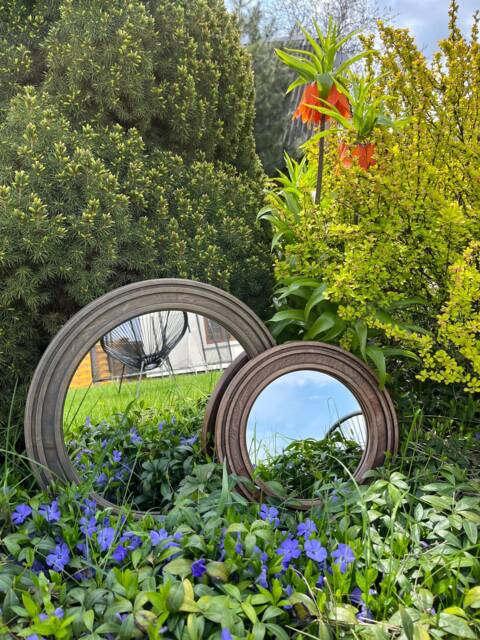Round Mirror For Wall, Bathroom Mirror, Farmhouse Made From Wood, Modern Wall Hallway Decorative Vanity - image 1