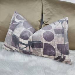 Segments Fabric Handmade Cushion Cover/Pillowcase in Purple Lumbar Pillow Cover For Sofa Or Bed Styling - Throw - thumbnail 2