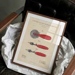 Pizza Cutter Patent Print Hand-Painted Watercolor Cook Chef Art Print - thumbnail 2
