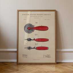 Pizza Cutter Patent Print Hand-Painted Watercolor Cook Chef Art Print - thumbnail 1