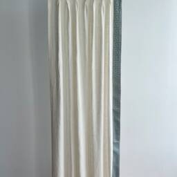 White Linen Curtain Panels, Pleated Curtains With Decorative Trim, Beautiful Custom & Drapes, Minimalist Design - thumbnail 2