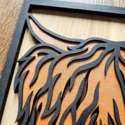 Highland Cow Wall Art 30cm - 3D Layered Wooden Farmhouse Decor - thumbnail 4