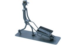 Construction Worker With Wheelbarrow Nuts & Bolts Metal Art Decor, Home Builder Welded Gift, Handyman Steel Sculpture - thumbnail 1