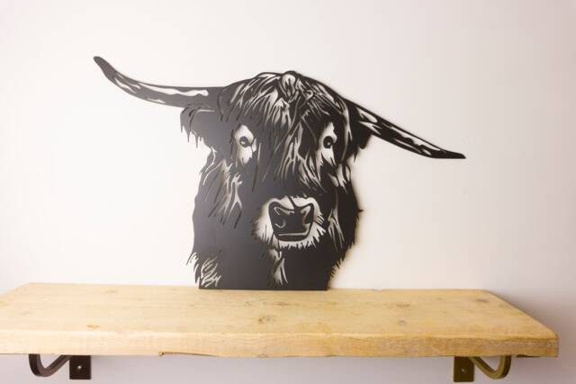 Highland Cow Metal Wall Art - Large Scottish Cow Head Home Decor Gift For Farmer Or Farmhouse Quirky Scotland Rusty Garden Gifts - image 1