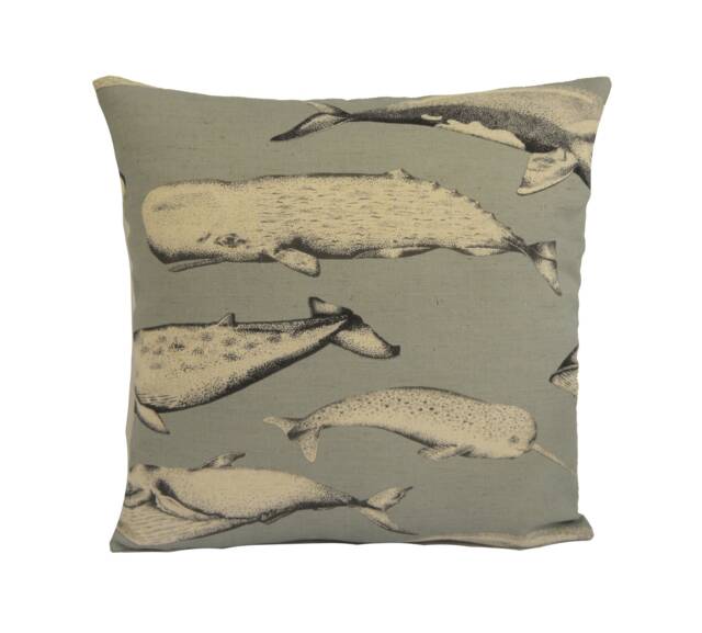 Voyage - Balaenae Antique Charming Realistic Sketch Whale Cushion Cover Throw Pillow Designer Home Decor - image 1