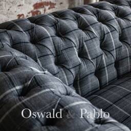 Grey Tweed Wool 1.5 Seater Chesterfield Snuggle Chair Sofa, Leather Details - British Handmade - thumbnail 4