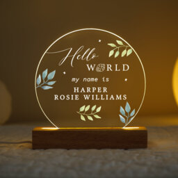 Personalised Led Baby Lamp, New Night Light Gift, Hello World Nursery Plaque, Gift For Bedroom, Boys Bedroom Light, Sign - thumbnail 1
