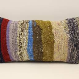 Vintage Turkish Kilim Pillow 10x20 in 25x50 cm Lumbar Accent Sofa Throw Cushion Cover 4Yef-772 - thumbnail 2