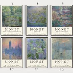 Claude Monet Poster Sets, Print, Art, Floral Vintage Minimalist Poster, Lilies, Gift Idea, A1/A2/A3/A4 - thumbnail 2