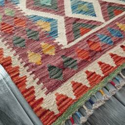 Kilim Rug Classic, Handmade Artisan Afghan Turkish Aztec Geometric Wool 112x87 cm - thumbnail 3
