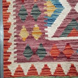 Kilim Rug Classic, Handmade Artisan Afghan Turkish Aztec Geometric Wool 112x87 cm - thumbnail 2