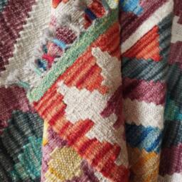 Kilim Rug Classic, Handmade Artisan Afghan Turkish Aztec Geometric Wool 112x87 cm - thumbnail 4