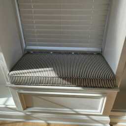 Washable Ticking Stripe Custom Bench Cushion, Striped Hallway Bench, Piano Cushion - thumbnail 3