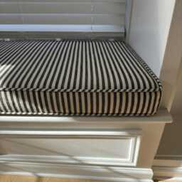 Washable Ticking Stripe Custom Bench Cushion, Striped Hallway Bench, Piano Cushion - thumbnail 2