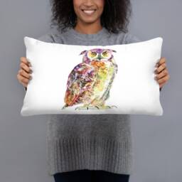 Hand Paint Watercolor Owl Basic Pillow - thumbnail 2