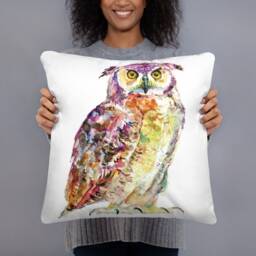 Hand Paint Watercolor Owl Basic Pillow