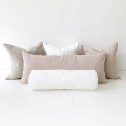 Heavy Linen Bolster Pillow With Insert, Natural Neck Cushion, Cylindrical Support Pillows For Bed Or Sofa - thumbnail 3