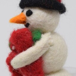 Hand Felted Snowman Christmas Ornament Fair Trade Wool Tree Decoration - thumbnail 4