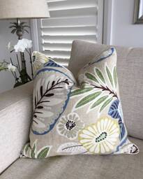 Floral Linen Cushion Cover Coastal Beach House Decor - thumbnail 1