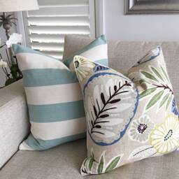 Floral Linen Cushion Cover Coastal Beach House Decor - thumbnail 3