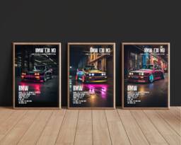 Bmw E30 M3 Neon Car Print Jdm Supercar Art, Framed Option - thumbnail 1