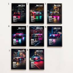 Bmw E30 M3 Neon Car Print Jdm Supercar Art, Framed Option - thumbnail 2