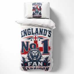 Personalised Name England Flag Single Duvet Cover Football Trophy Supporter Bedding St Georges Cross Sports Fan Bedroom Boys Decor Gift