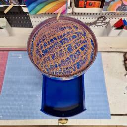 Blue Tiger Bedside Table With Royal Blue & Orange Top . Fun Bright Home Decor Ideal For Nightstand Or Side Table. Inbuilt Drawer - thumbnail 4