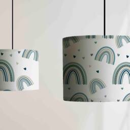 New Hq Kids Girls Room Rainbow & Hearts Pattern Lamp Shade Pendant Light On Green Fabric - thumbnail 2