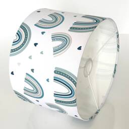 New Hq Kids Girls Room Rainbow & Hearts Pattern Lamp Shade Pendant Light On Green Fabric - thumbnail 3